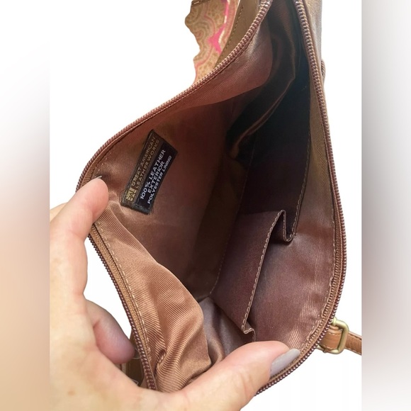 Great American Leather Works Brown Crossbody Purse Zip Pockets Adjustable READ - Picture 5 of 8